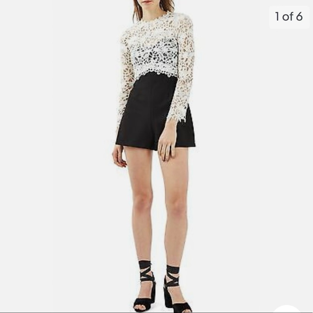 TOPSHOP black and white short lace romper